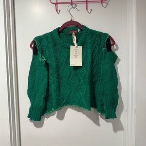 UO Renewal Vintage Remade Green Cable-Knit Sweater Vest + Matching Arm Warmers